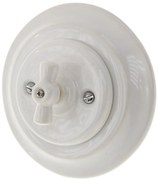 Bohemia-Design - Porcelán retro forgókapcsoló 5-ös kerettel, fehér