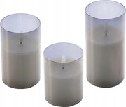 Led gyertyák üvegben, 3 darabos készlet