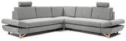 AVESTA L-alakú, kárpitozott, kihúzható sarokülőgarnitúra tárolóval, szürke