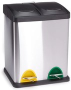 Matt ezüstszínű acél szelektív pedálos szemetes 2x8 l Tri Selectif – MSV