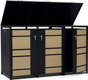 Blumfeldt BinSafe, szemétkosár tároló doboz, 3 szemétkosár, 240 l, zárható, időjárásálló horganyzott acél