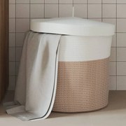 barna és fehér pamut tárolókosár fedéllel Ø40 x 35 cm