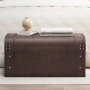 sötétbarna furnérlemez kincsesláda retesszel 79,5x39,5x39,5 cm