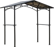 Outsunny Kerti Pavilon 2,5 x 1,5 m - grillező menedék - 2 polc - grillező tető - fekete fém polikarbonát tető | Aosom