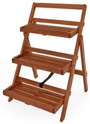 TULIP fa virágtartó állvány, 3 szintes, 56x59x79cm, barna Casaria