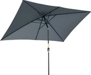 Outsunny Alumínium Napernyő 200x300x253 cm Téglalap Formájú Kertiparaván Kurblival és Eltávolítható UV-ellenes Rúddal Teraszra, Medence Mellé, Kültéri