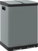 HOMCOM 2 x 30L Pedálos Szemetes, Fedéllel, Fém Hulladékgyűjtő, Műanyag Belső Zsákkal, Csendes Záródás, Nappaliba és Irodába, 48.8 x 39.5 x 67 cm | Aos