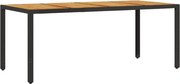 vidaXL fekete polyrattan kerti asztal akácfa lappal 190 x 90 x 75 cm