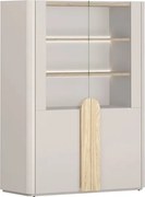 Amilio kétszárnyú vitrin 100 cm - kasmír / olajozott tölgy / világos tölgy fogantyúk