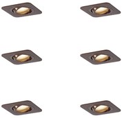 6 darabos, lekerekített, sötét bronz, süllyesztett spotlámpa szett GU10 50mm IP44 - Alberto