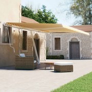 sárga-fehér kézzel kihúzható póznás napellenző 600 x 300 cm