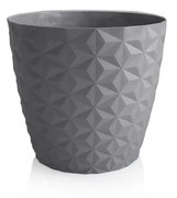 Crystal matt újrahasznosított virágtartó 16 cm, kőszürke, 16 cm