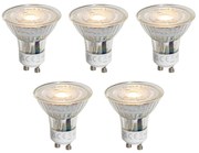 5 darabos GU10 50 mm-es LED izzókészlet átlátszó 1W 80 lm 2200K