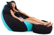 Fekete - Türkiz ALL IN Bicolor XXL Babzsákfotel Garnitúra