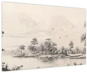 Kép - Vintage tájkép rajz (90x60 cm)