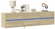 sonoma tölgy színű falra TV-szekrény LED-del 180 x 31 x 45 cm