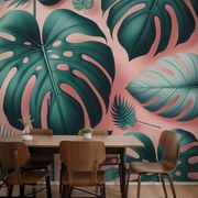 Fotótapéta - Monstera rózsaszín háttéren (147x102 cm)