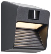 Fali lámpa fekete LED-del IP54 mozgásérzékelővel, szolár - Border