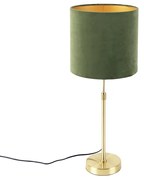 Asztali lámpa arany/bronz színű, zöld bársony árnyékolóval 25 cm - Parte
