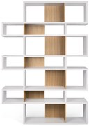 London fehér könyvespolc világosbarna részletekkel, magasság 220 cm - TemaHome