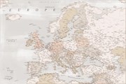 Térkép Detailed map of Europe in rustic style, Blursbyai