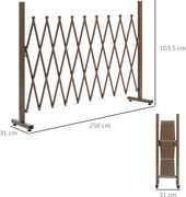 Outsunny Összecsukható Kihúzható Biztonsági Kerítés Kapu 250L x 31W x 104H cm Alumínium Fém Csokoládé | Aosom