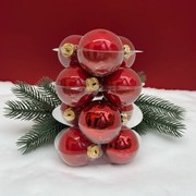 Red üveg karácsonyi gömb szett piros 12*6cm