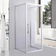 Stuxi Torino 80x80 falsíkra szerelhető 3 oldalú nyílóajtós zuhanykabin 6 mm vízlepergető biztonsági üveggel, króm elemekkel, 200 cm magas