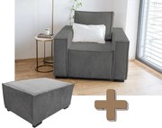 Fotel és ottomán SMART SET, sötétszürke