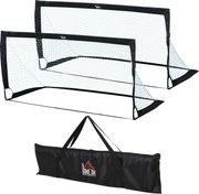 HOMCOM Foci Kapu 2 Csomag, Összecsukható 183 x 90 x 90 cm, Kesztyűtartóval és Időjárásálló Kültéri Foci Kapuk Felnőtteknek, Kert Foci Edzéshez, Szabad
