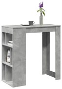 betonszürke szerelt fa tárolórekeszes bárasztal 102x50x103,5 cm