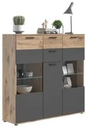 Mason 3 ajtós tálalószekrény nox tölgy - bazaltszürke