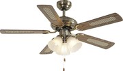 Sárgaréz mennyezeti ventilátor fa mintával és rattan 105cm húzókapcsolóval - Mistral Lia