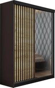Malani 138 Tolóajtós Szekrény 138cm, Grafit-Arany Tölgy
