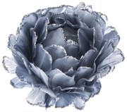 Szürkéskék virág karácsonyi dísz 10 cm,tollakkal, csipesszel