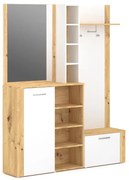 Előszobafal tükörrel KEVIN barna/fehér