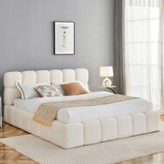 Krém Bouclé Franciaágy Ágyneműtartóval. 160x200 MURACJA