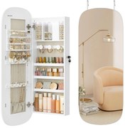 led-es tükör ékszertárolóval 10×42×108 cm, fehér