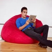 Babzsák kis golyós piros velúr TiaHome