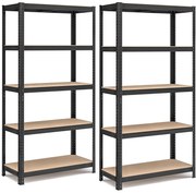 Acél polcrendszer 2 db-os, 180x90x40 cm, fekete