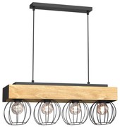 Csillár zsinóron MENTON 4xE27/15W/230V fekete/barna/tölgy