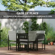 Outsunny 8-Fős Kerti Rattan Bútor Szett, Kültéri Asztal és Székek 4 Karosszékkel, 4 Sztórral, Párnákkal és Edzett Üveg Asztallap, Teraszra, Pavilonhoz