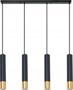 LED-es függőlámpa étkezőbe, fekete, 4 pontos , fa