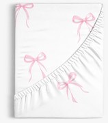 Goldea gyermek pamut körgumis lepedő - rózsaszín masnik 140 x 200 cm