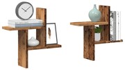 2 db antik fa színű szerelt fa fali polc 38 x 12 x 38 cm