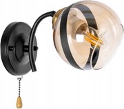 Mézszínű lámpabúra fekete dekoratív csíkkal, E27-es kapcsolóval