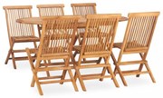 7 részes kültéri összecsukható tömör tíkfa étkezőgarnitúra