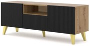 RAVENNA COMODĂ TV 150 CM, CULOARE STEJAR ARTISAN CU UȘI NEGRE 2D1S