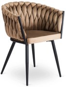 Glamour étkezőszék ELENA bézs bársony/fekete lábak