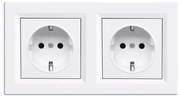 Nova földelt csatlakozóaljzat kettős dugalj 16A 250V fehér kerettel